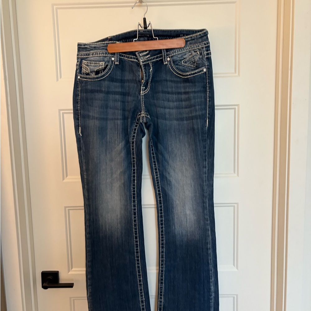 Vigoss Blue Boot Cut Jeans with Subtle Whiskering